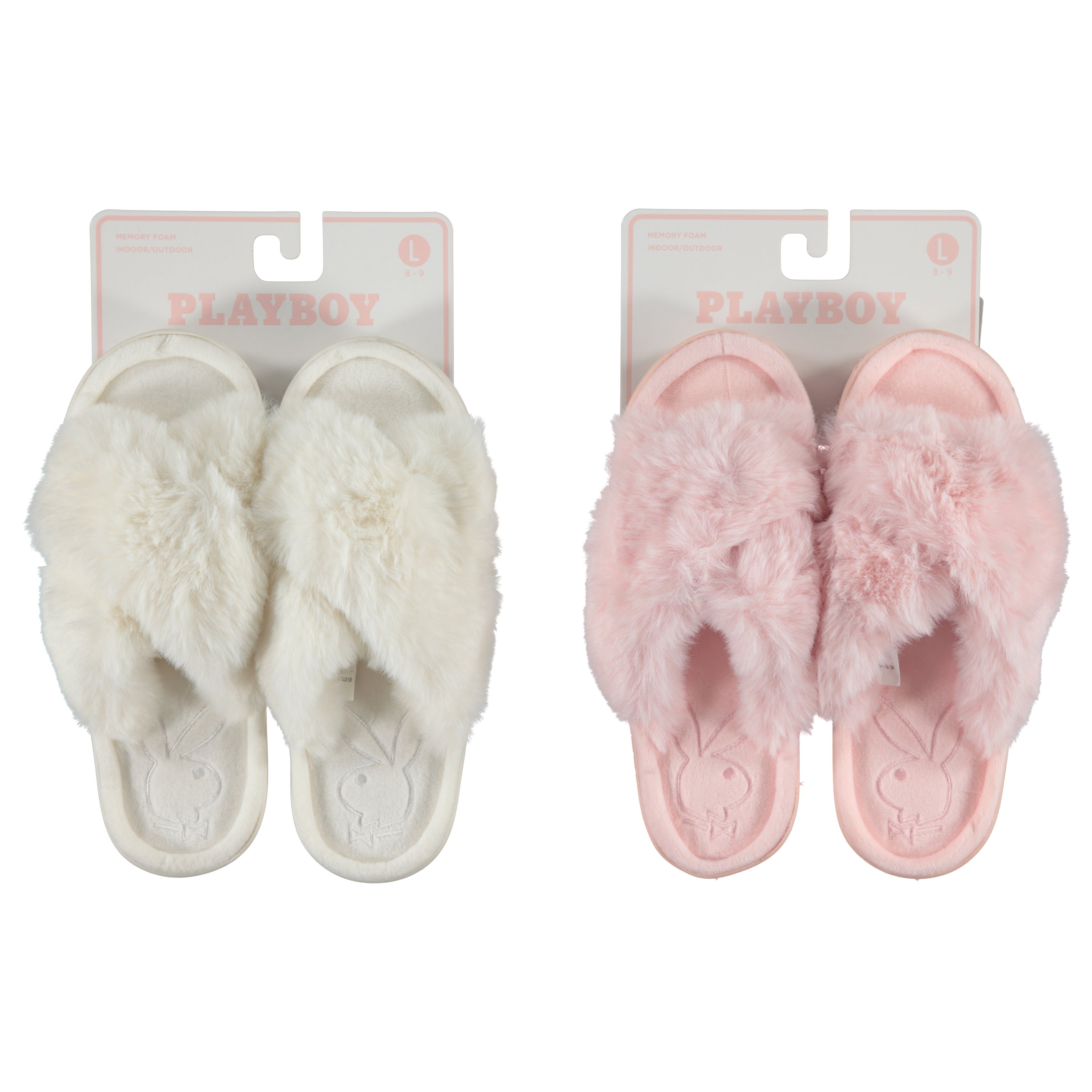 Playboy Women Fur X Band Bedroom Slippers On Header Card - Assorted Colors & Sizes (PBLS1-FX)