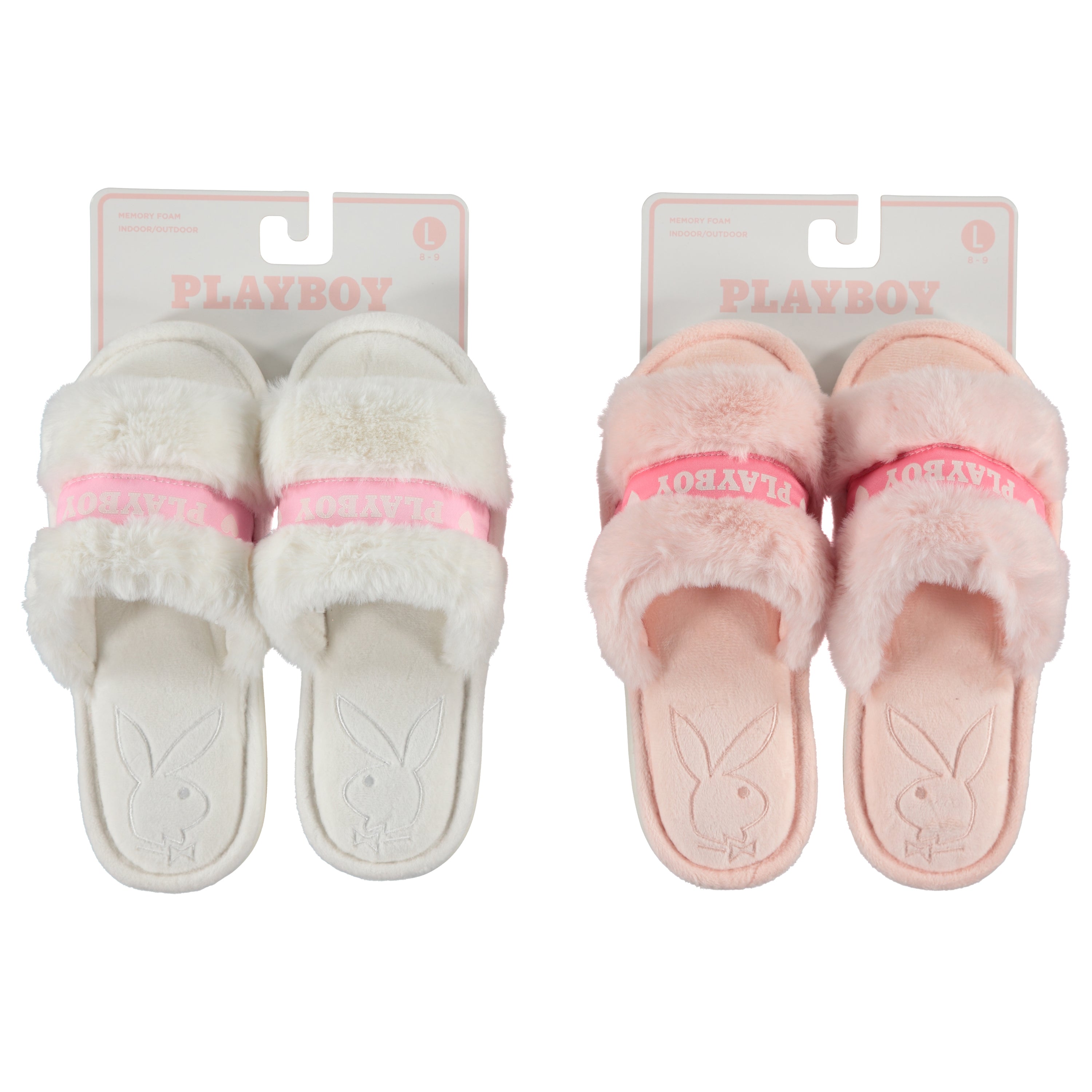 Playboy Women Slide Bedroom Slippers On Header Card - Assorted Colors & Sizes (PBLS2-SL)