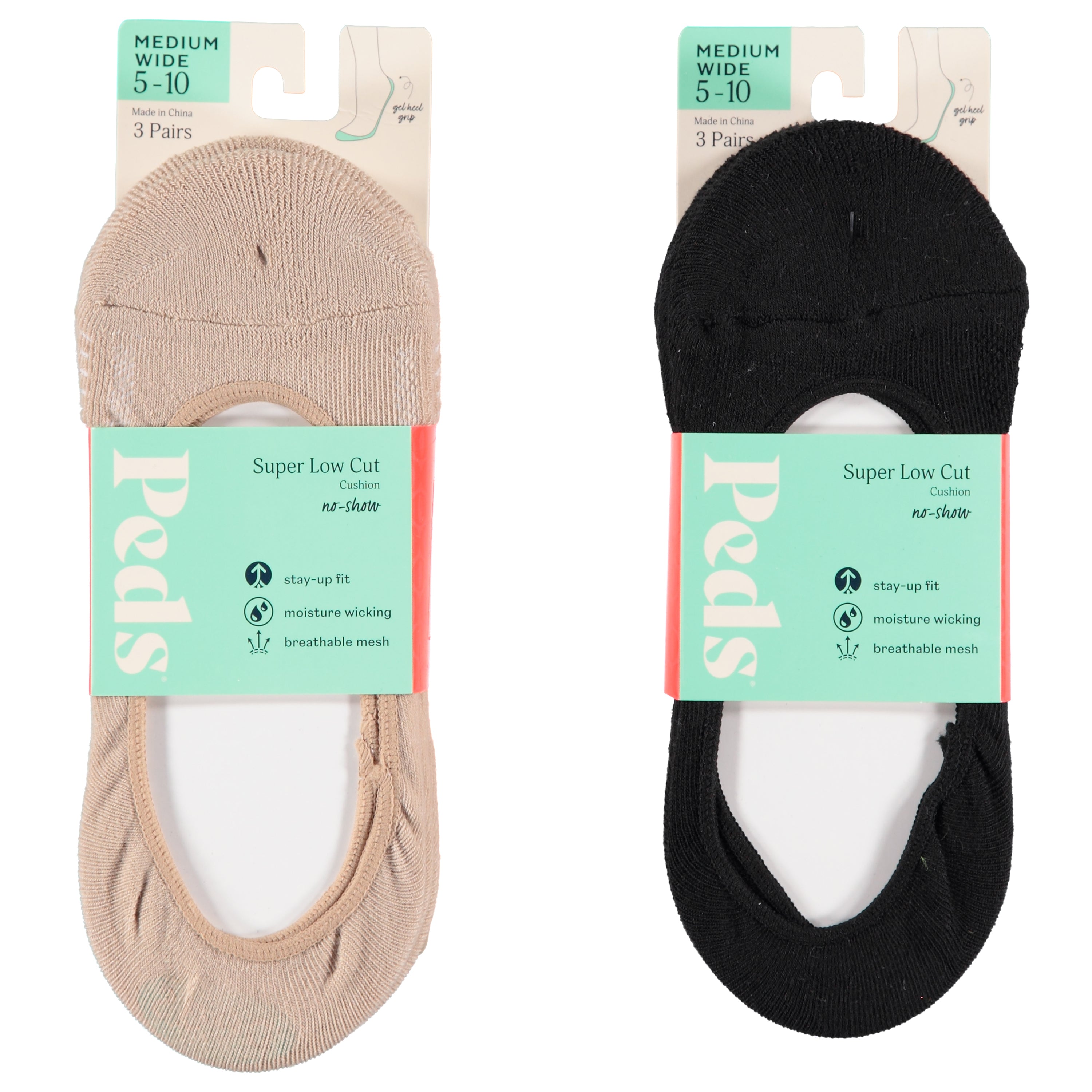 Peds Ladies Cushion Liner Socks 3 Pack - Assorted Colors (PEDL3)