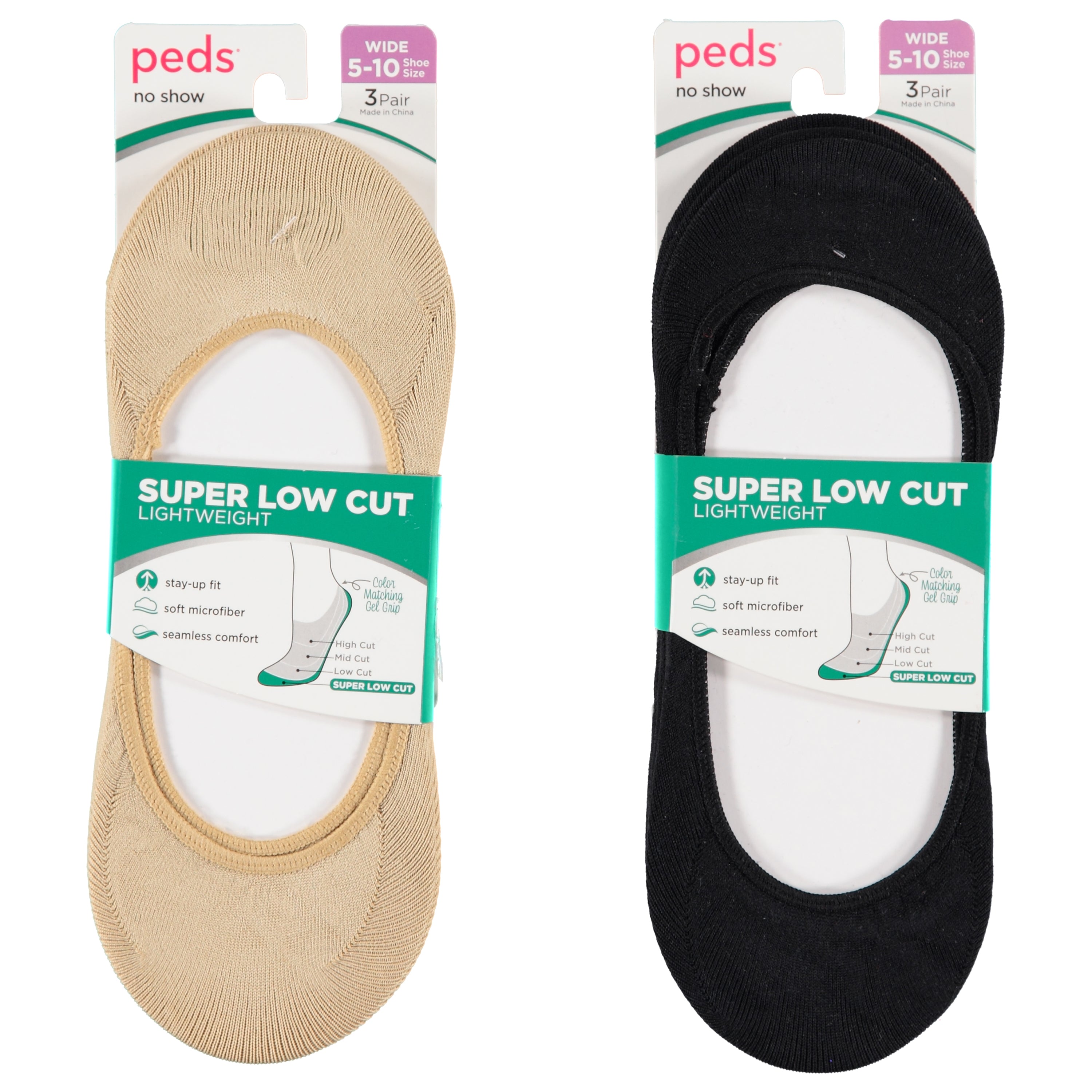 Peds Ladies Liner Socks 3 Pack - Assorted Colors (PEDLNS3)