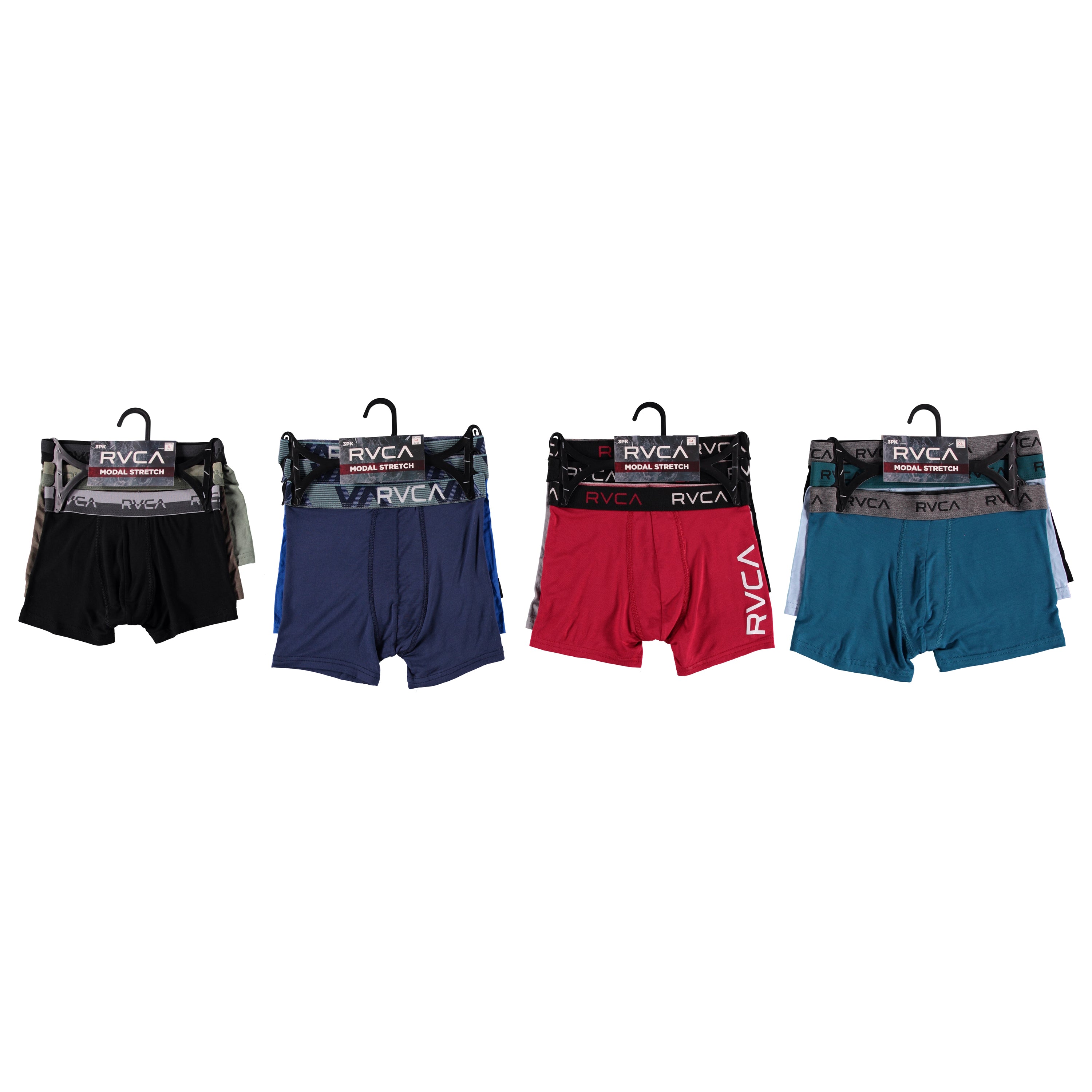 Rvca Boys 3 Pack Boxer Briefs Modal - Assorted Colors & Sizes S-XL (RCVABB3)