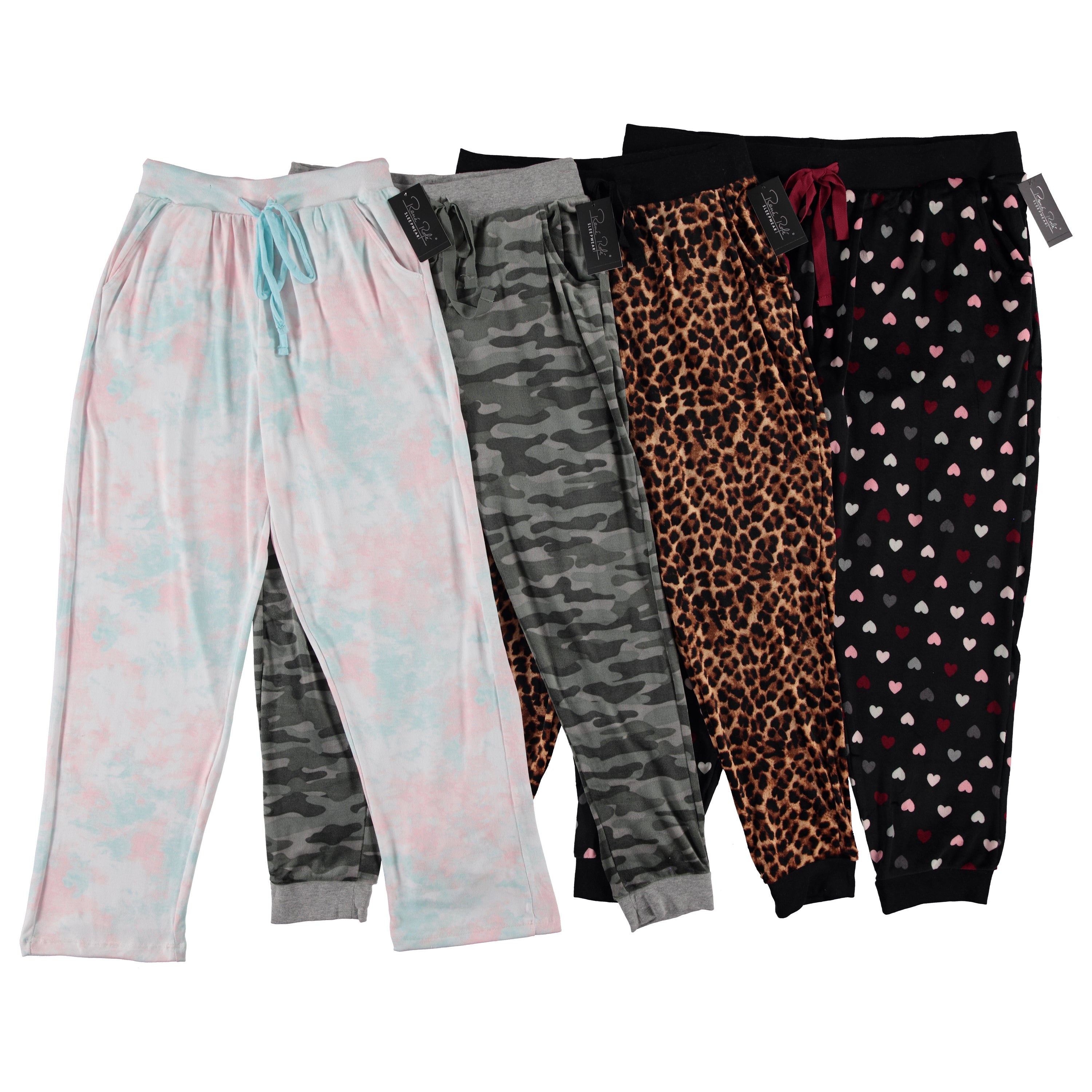 Rene Rofe Ladies Print Velour & Yummy Pajama Sleepwear Pant - Assorted Colors & Sizes S-XL (RR7006)