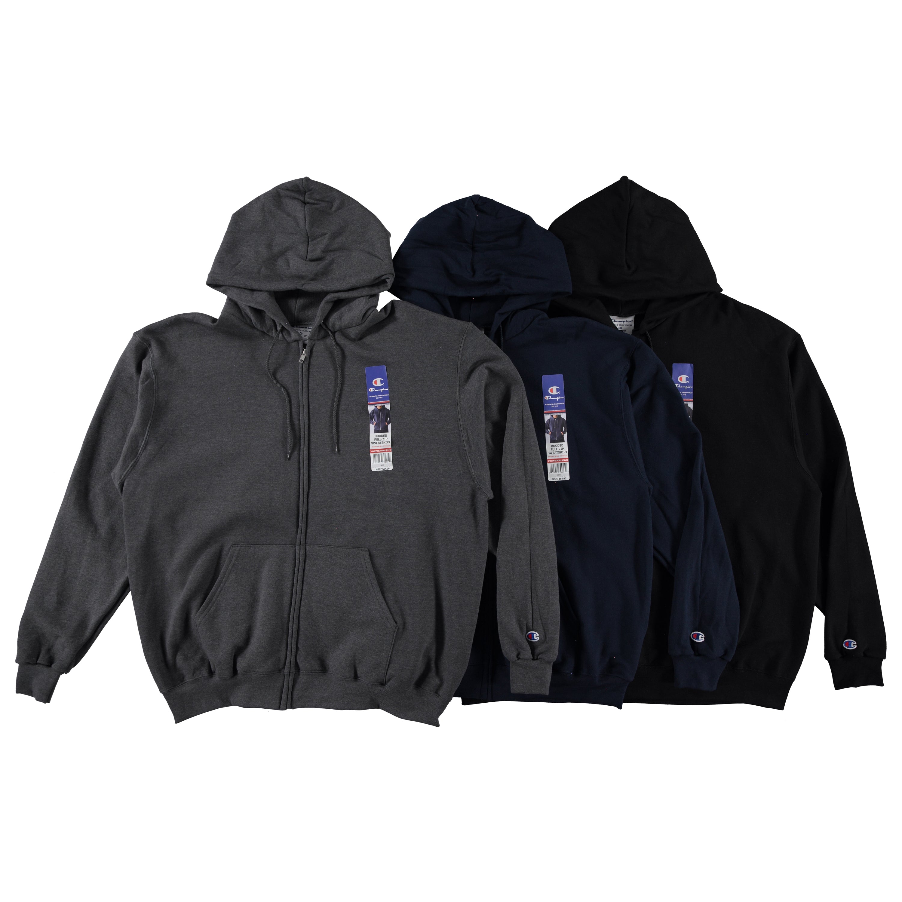 Champion Unisex Fleece Full Zip Hooded Sweatshirt - Assorted Colors & Sizes (S800)