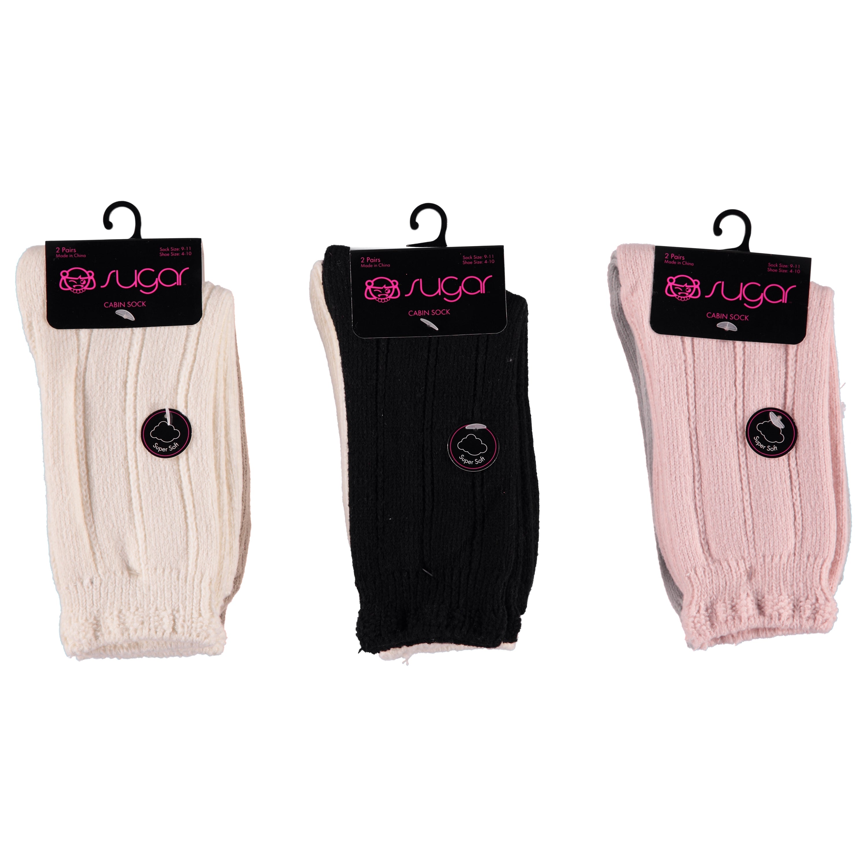 Sugar 2 Pack Ladies Cabin Super Soft Crew Socks - Assorted Colors (SGLCS2)