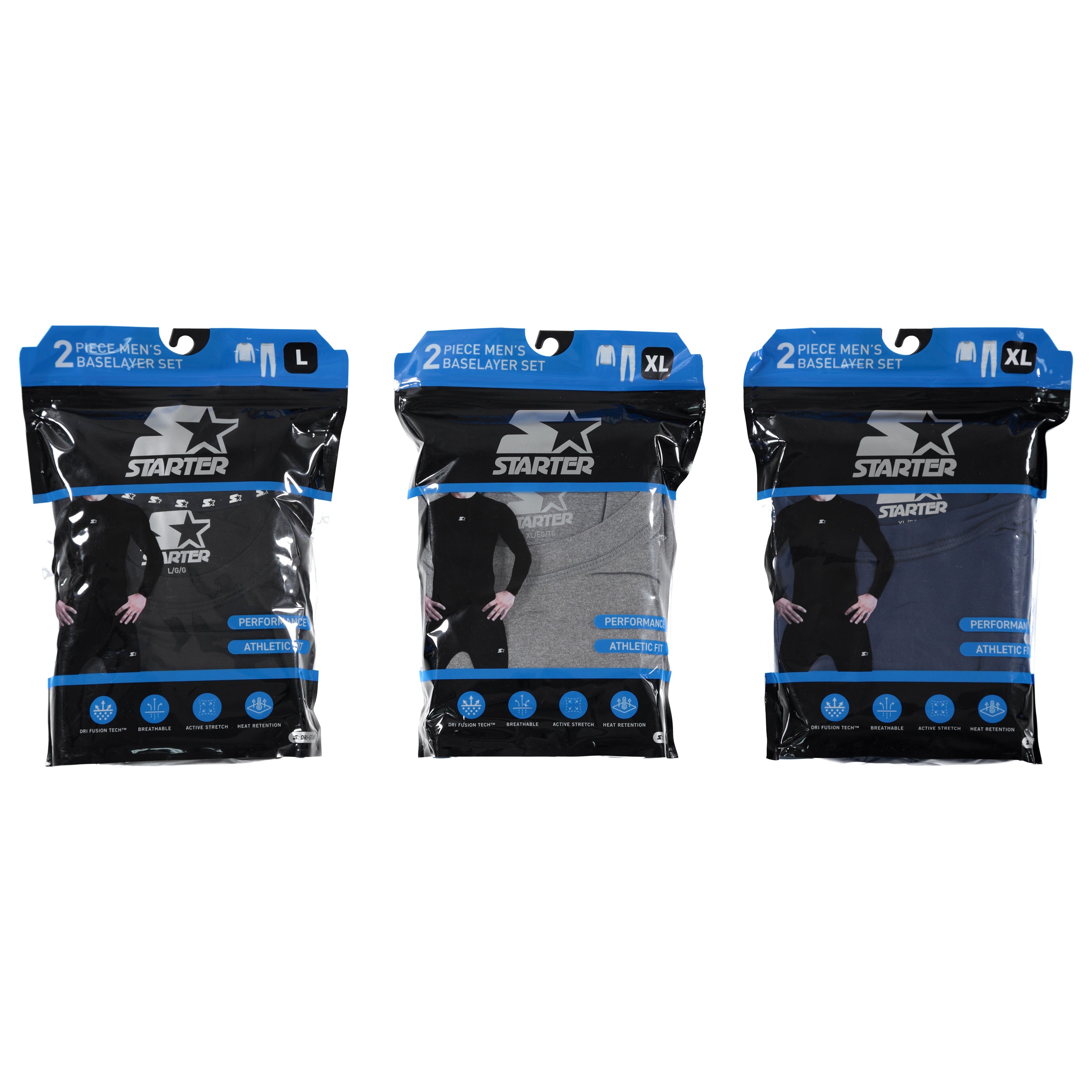 Starter Men's 2-Piece Brushed Base Layer Sets, Assorted Colors and Sizes (STM4006)