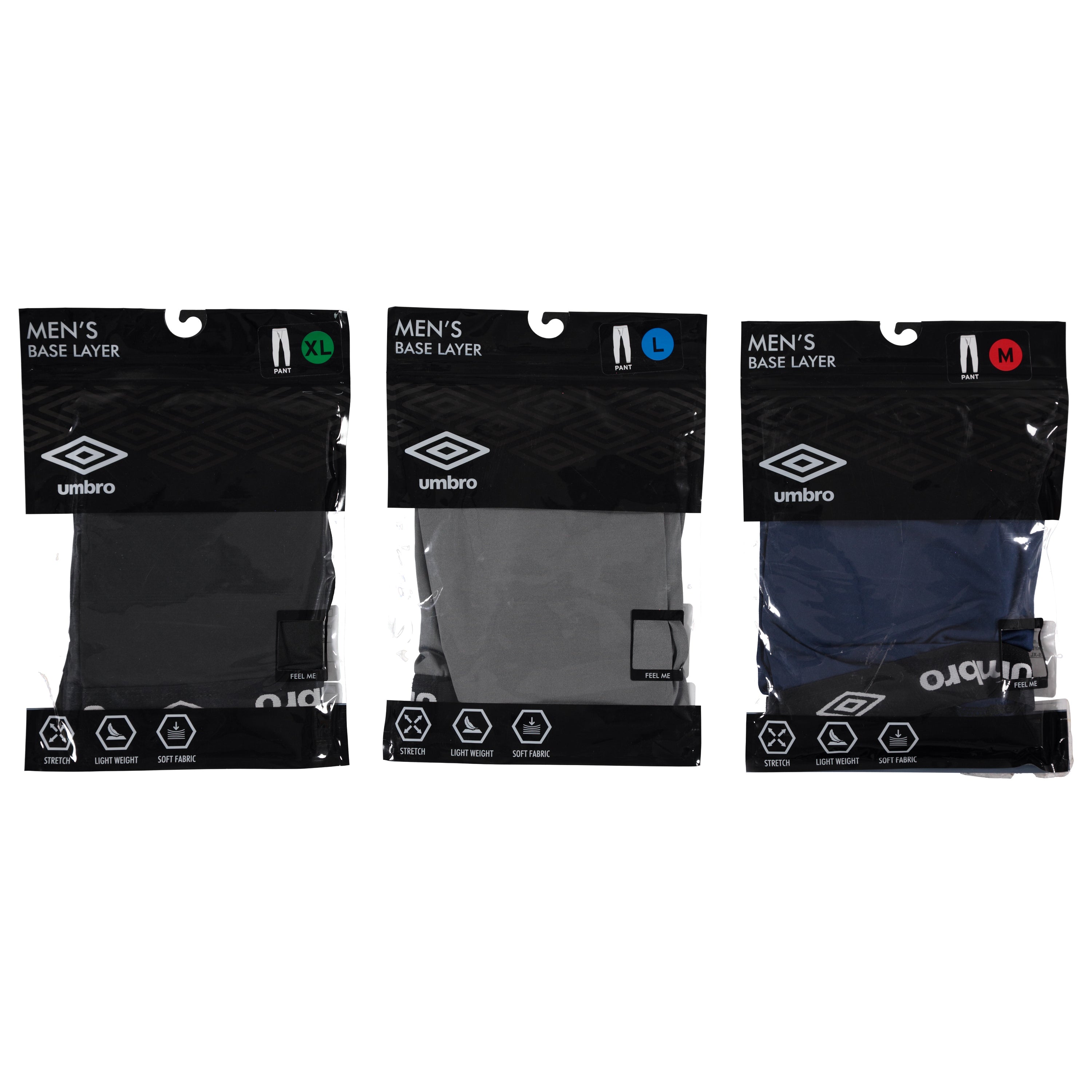 Umbro Men's Brushed Base Layer Bottoms, Assorted Colors and Sizes (UMM2696)