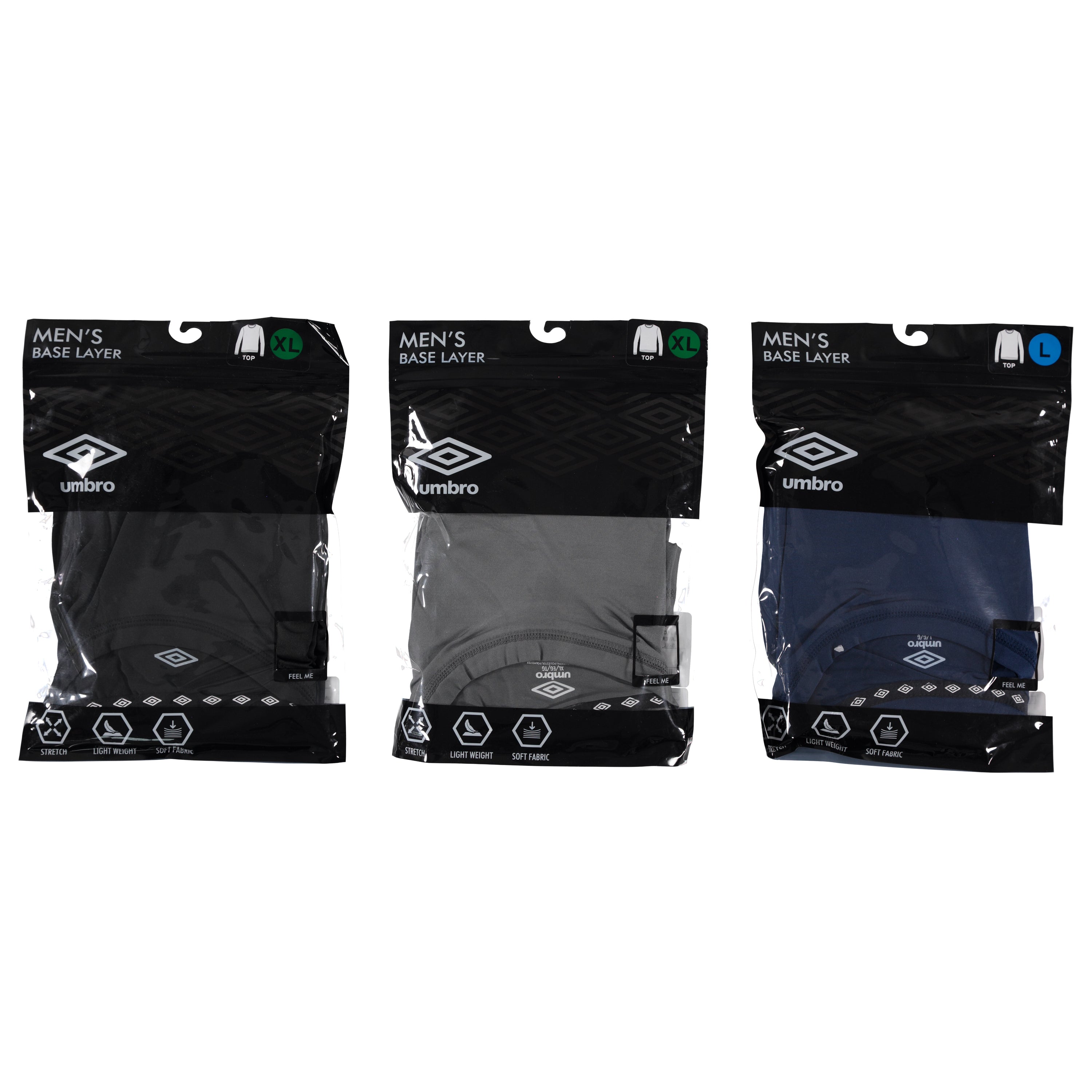 Umbro Men's Brushed Base Layer Tops, Assorted Colors and Sizes (UMM3689)