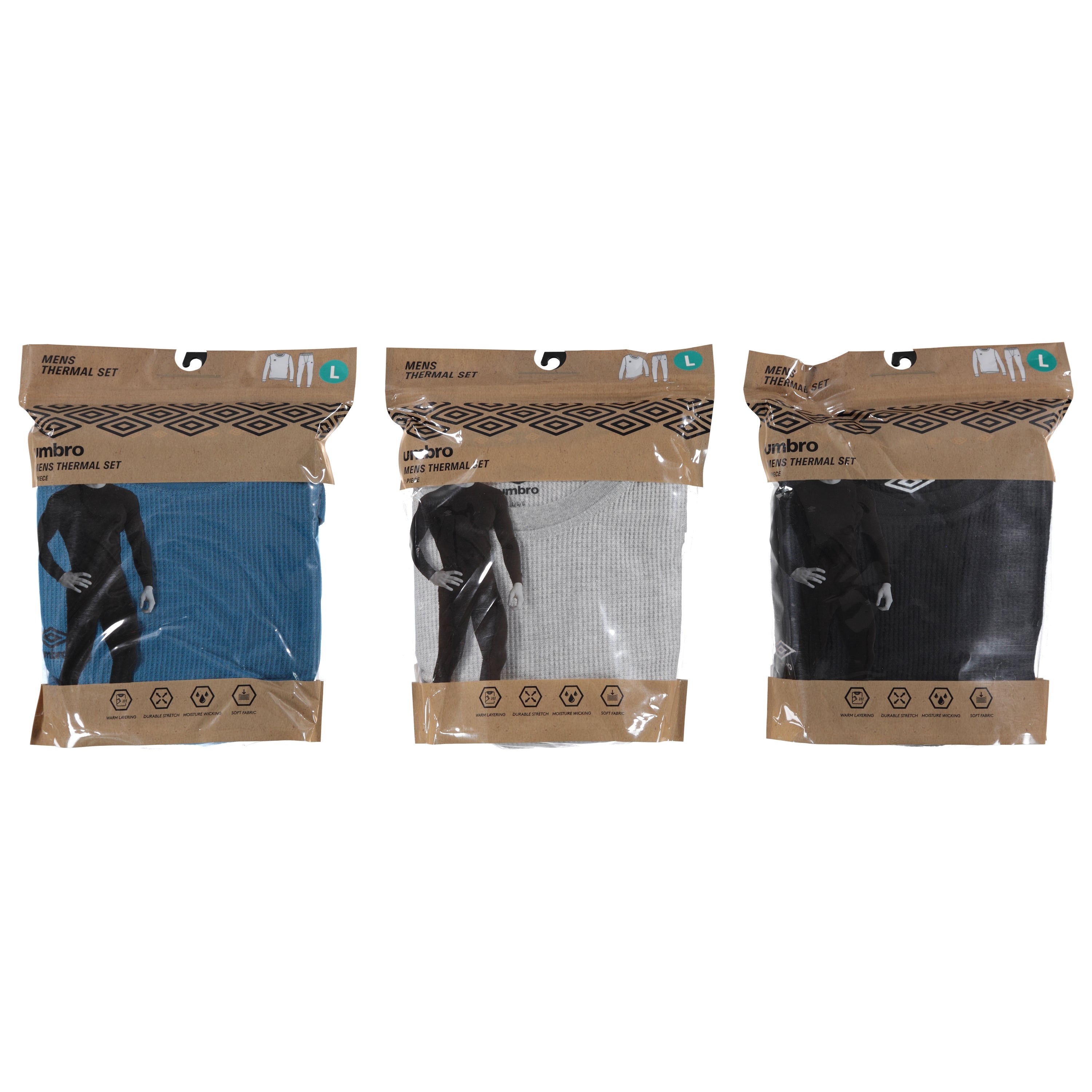 Umbro Men's 2-Piece Waffle Thermal Sets, Assorted Colors and Sizes (UMM4968)