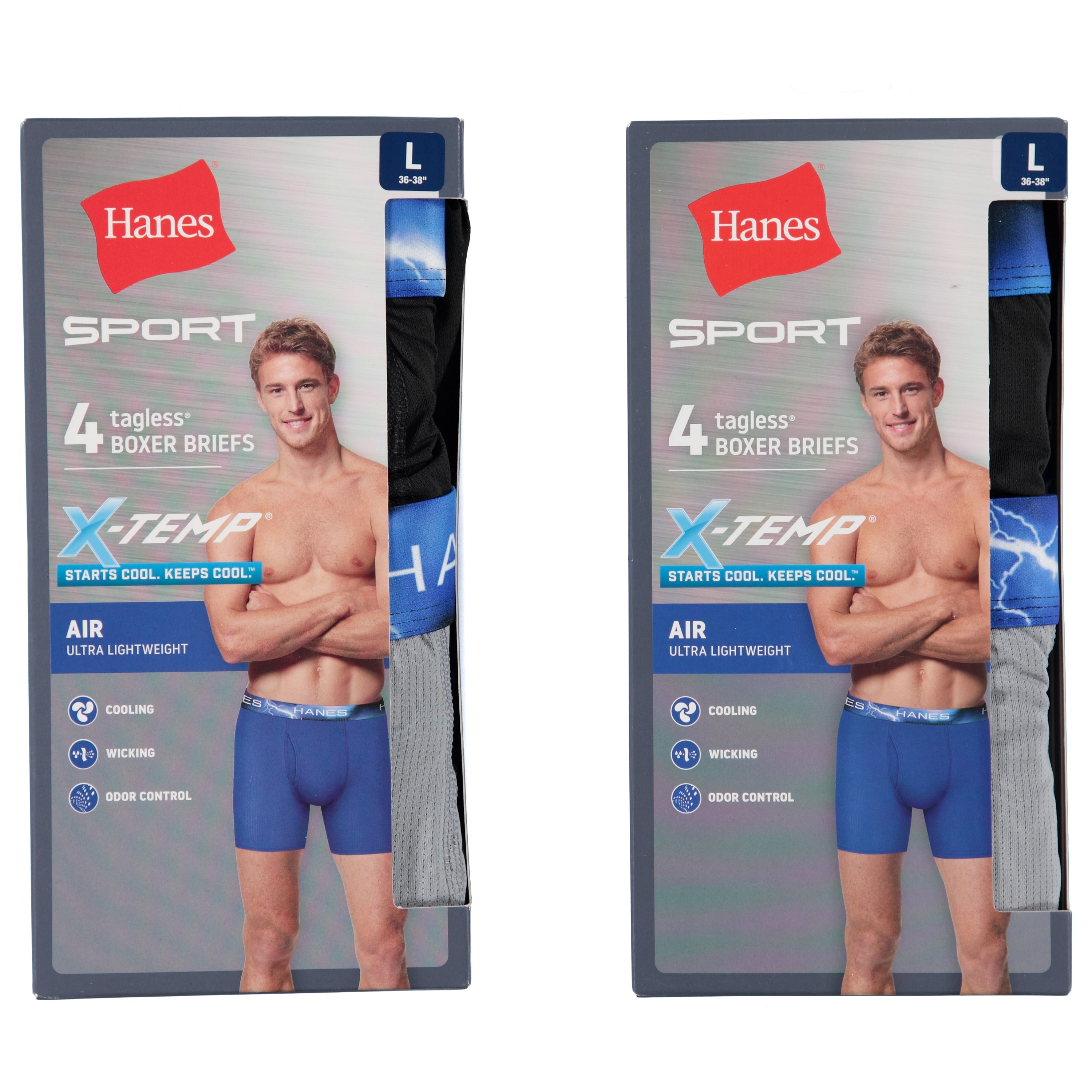 Hanes Mens 4 Pack X-Temp Air Boxer Brief - Assorted Colors & Sizes S-XL (UXABA4)