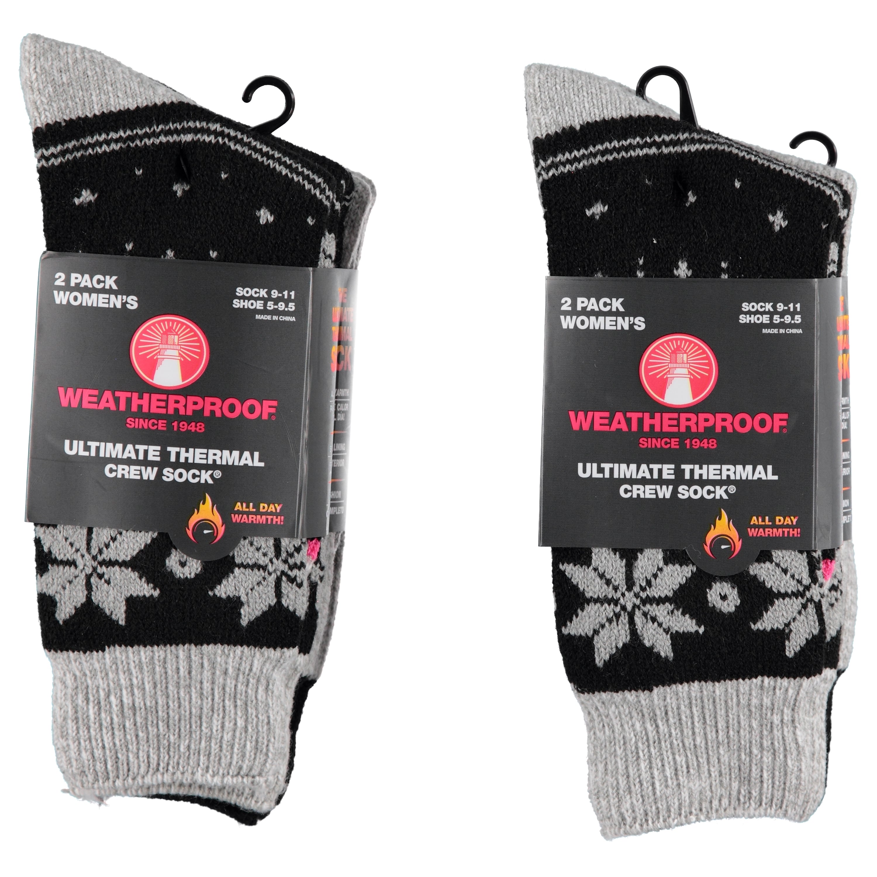 Weatherproof Ladies Full Cushion Crew Socks 2 Pack - Assorted Colors (WPL2)
