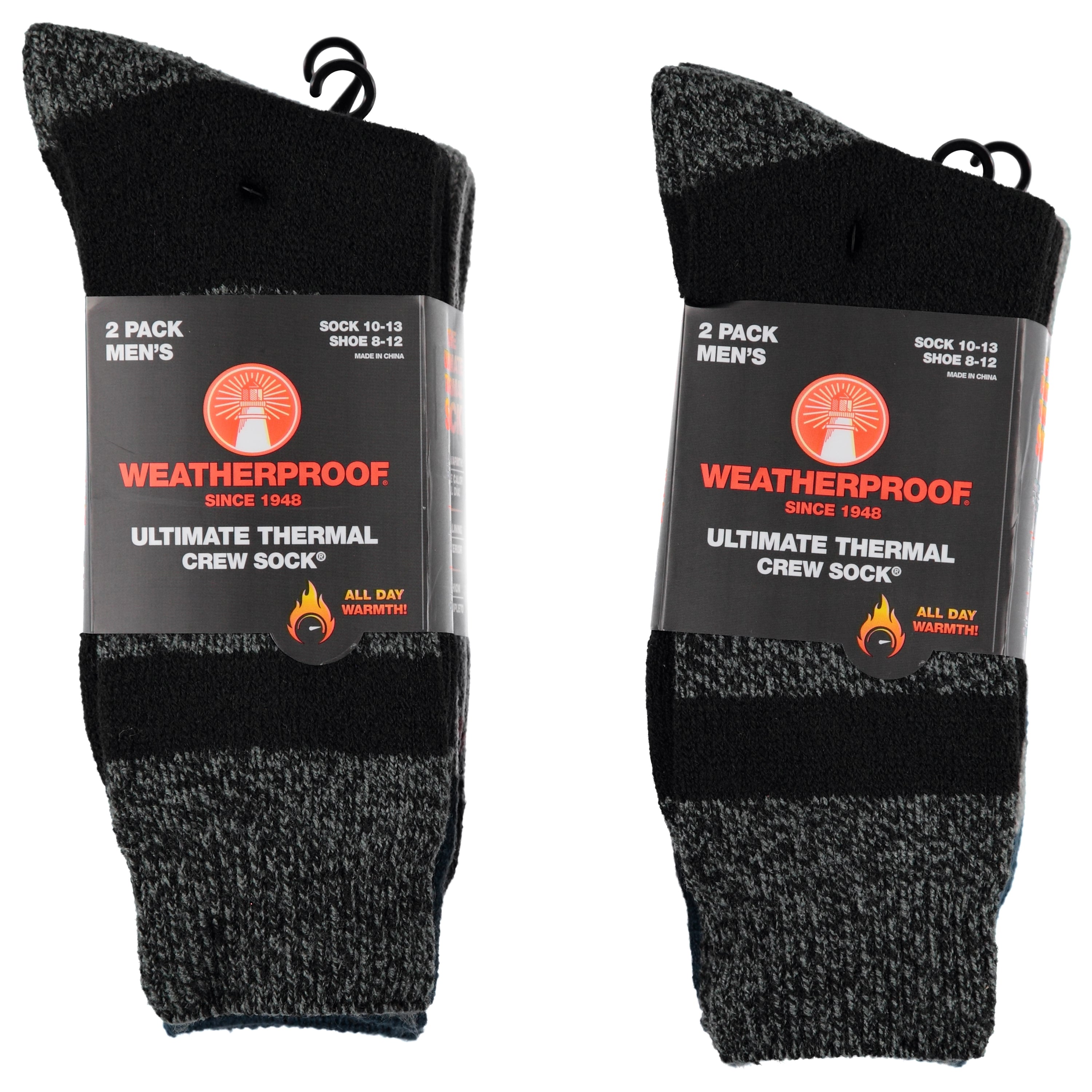 Weatherproof Mens Cushion Crew Socks 2 Pack - Assorted Colors (WPM2)