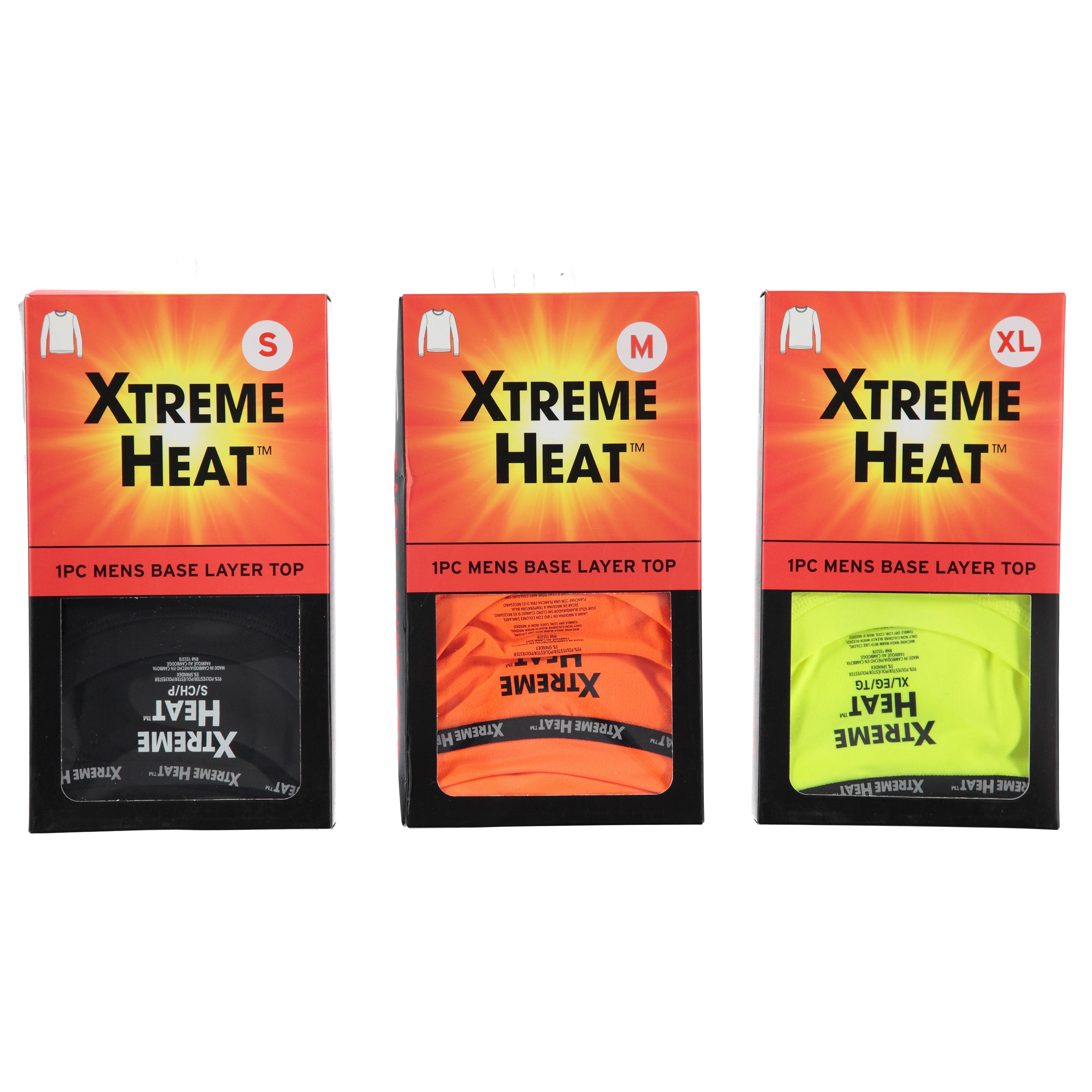 Xtreme Men's Safety Orange/Green Brushed Base Layer Tops in Box, Assorted Colors and Sizes S-XL (WWM3176)