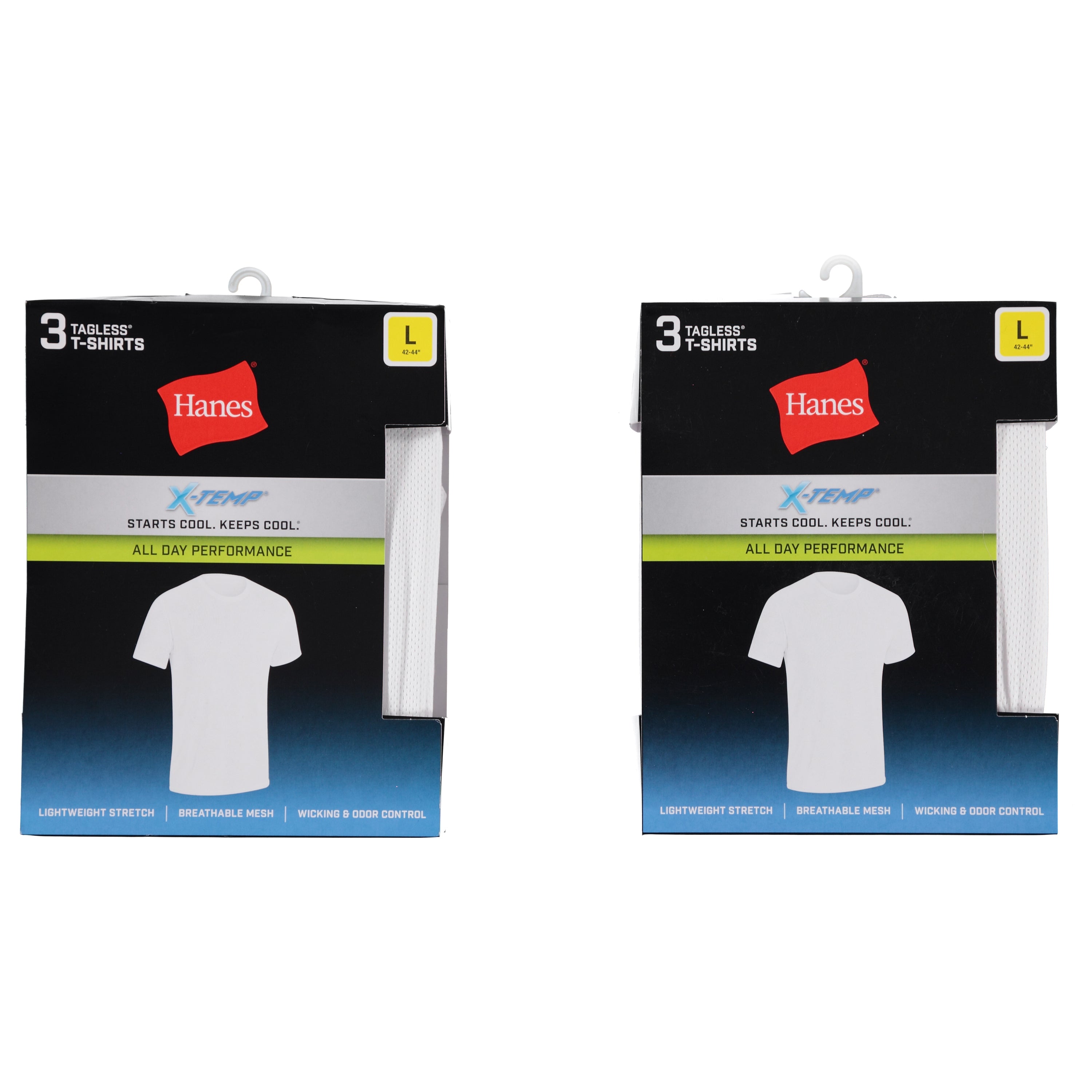 Hanes Mens 3 Pack X-Temp White Mesh Crew Tee - Assorted Colors & Sizes S-2XL (XTMWC3)
